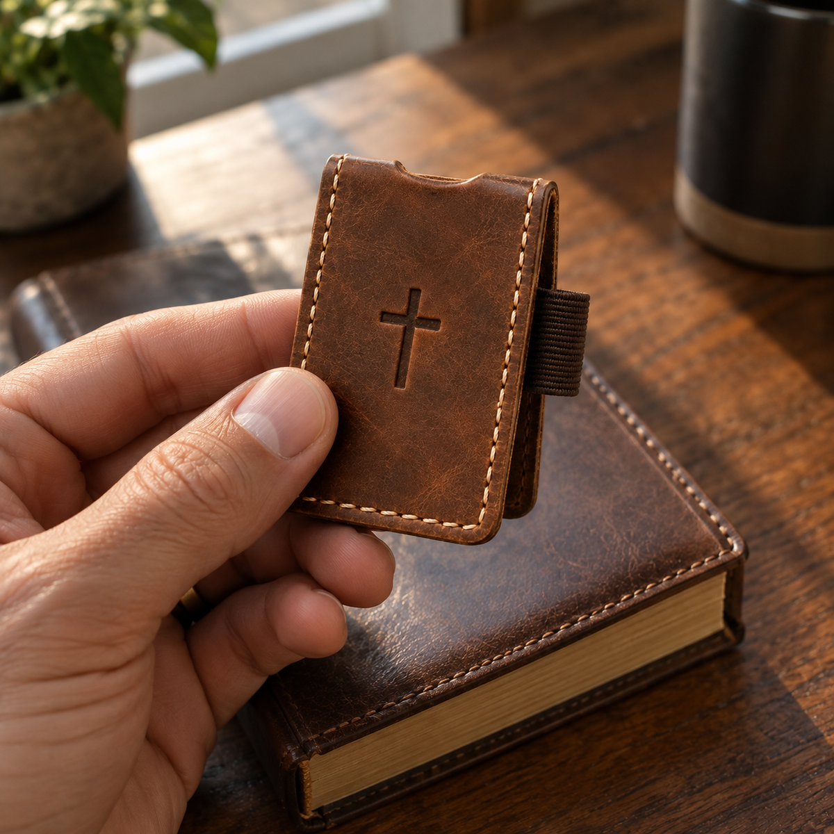 Men Saved Genuine Leather Bookmark