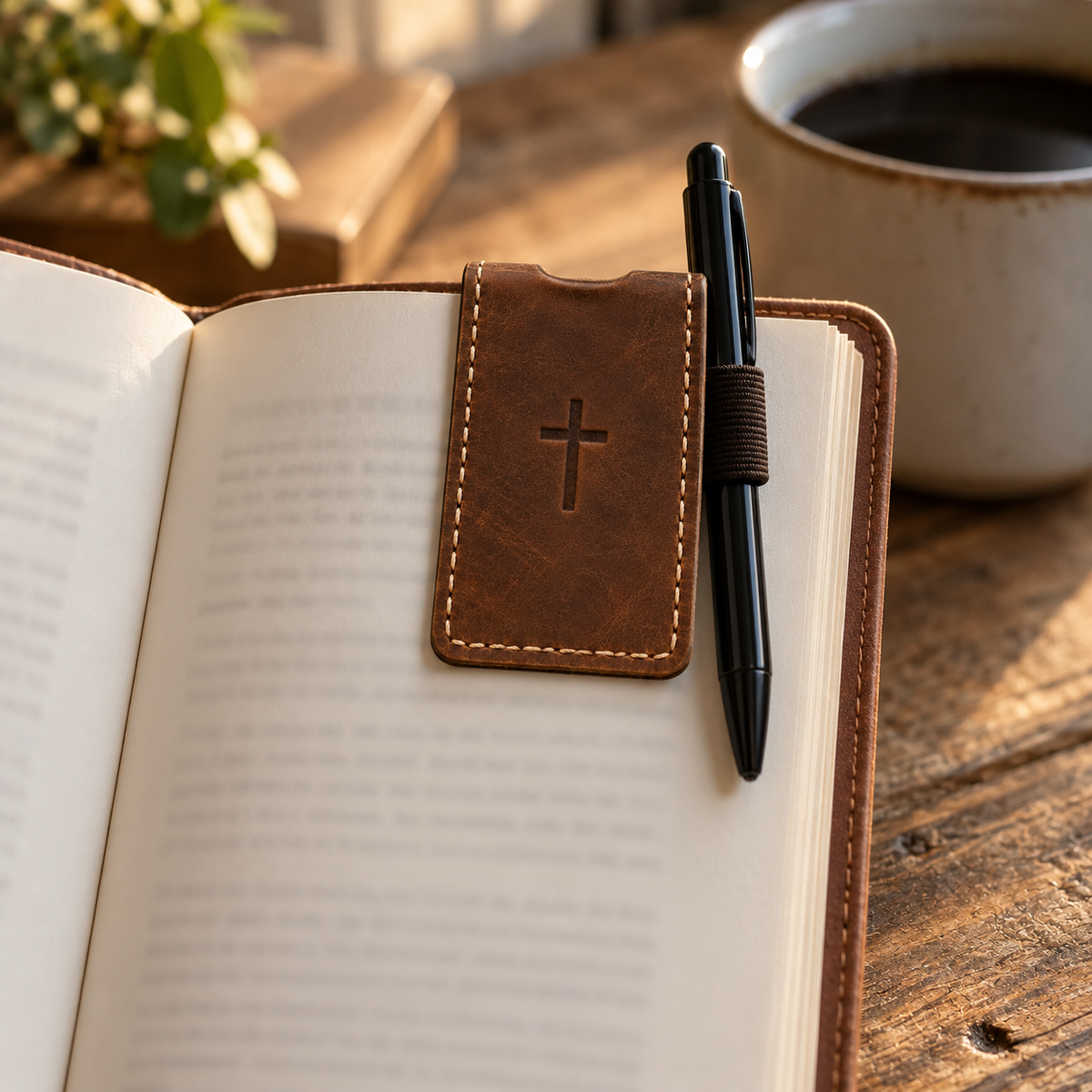 Men Saved Genuine Leather Bookmark